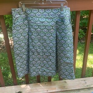 George cotton blend green paisley skirt